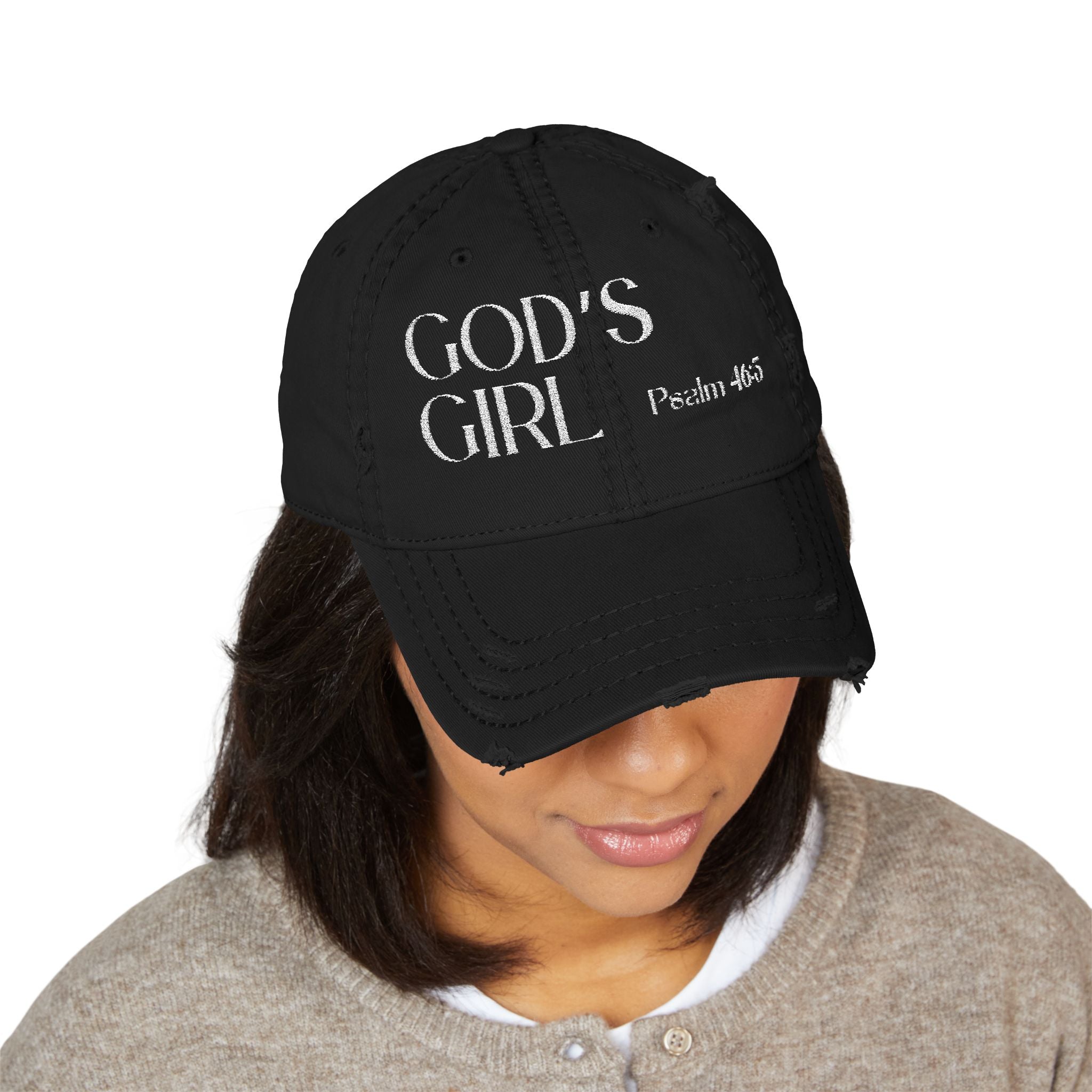 GOD'S GIRL ft THARICHAROMA merch hat (pink letters)